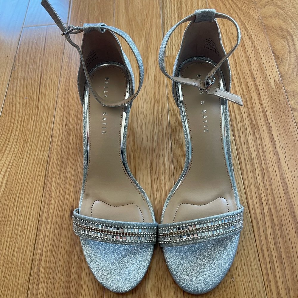Kelly & Katie Glittering Silver Heels